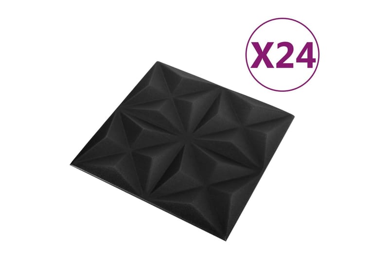 3D Väggpaneler 24 st 50x50 cm origami svart 6 m² - Svart - Inredning & dekor - Väggdekor - Väggpanel