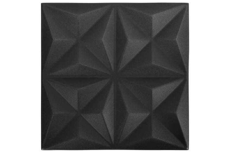 3D Väggpaneler 24 st 50x50 cm origami svart 6 m² - Svart - Väggpanel