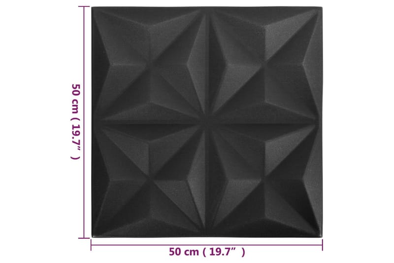 3D Väggpaneler 24 st 50x50 cm origami svart 6 m² - Svart - Inredning & dekor - Väggdekor - Väggpanel
