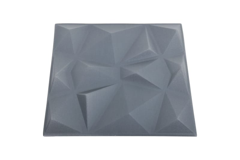 3D Väggpaneler 48 st 50x50 cm diamant grå 12 m² - Grå - Väggpanel