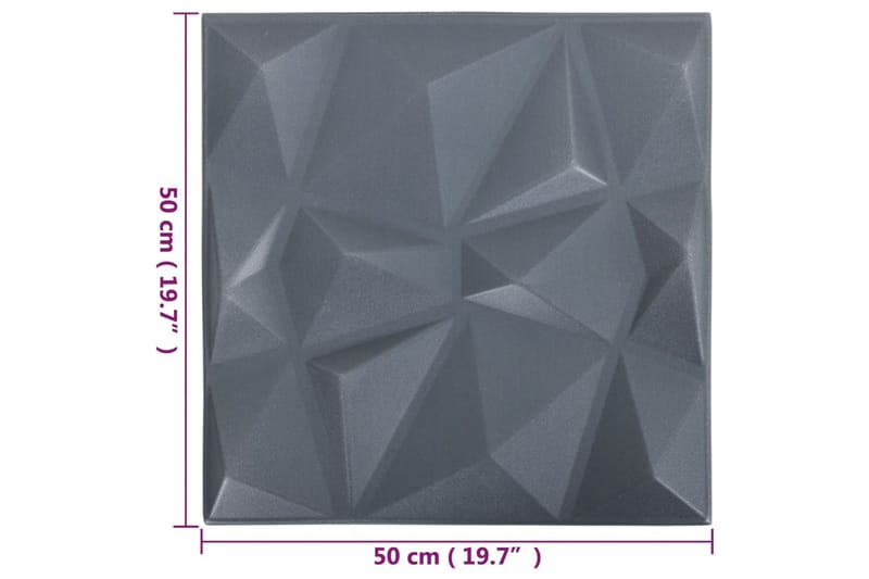 3D Väggpaneler 48 st 50x50 cm diamant grå 12 m² - Grå - Inredning & dekor - Väggdekor - Väggpanel