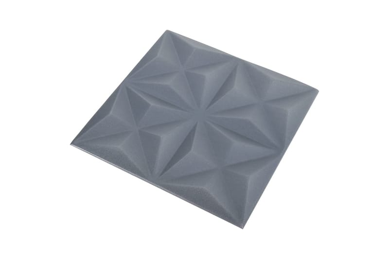 3D Väggpaneler 48 st 50x50 cm origami grå 12 m² - Grå - Väggpanel
