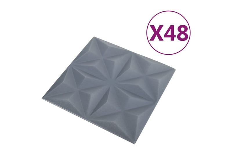 3D Väggpaneler 48 st 50x50 cm origami grå 12 m² - Grå - Inredning & dekor - Väggdekor - Väggpanel