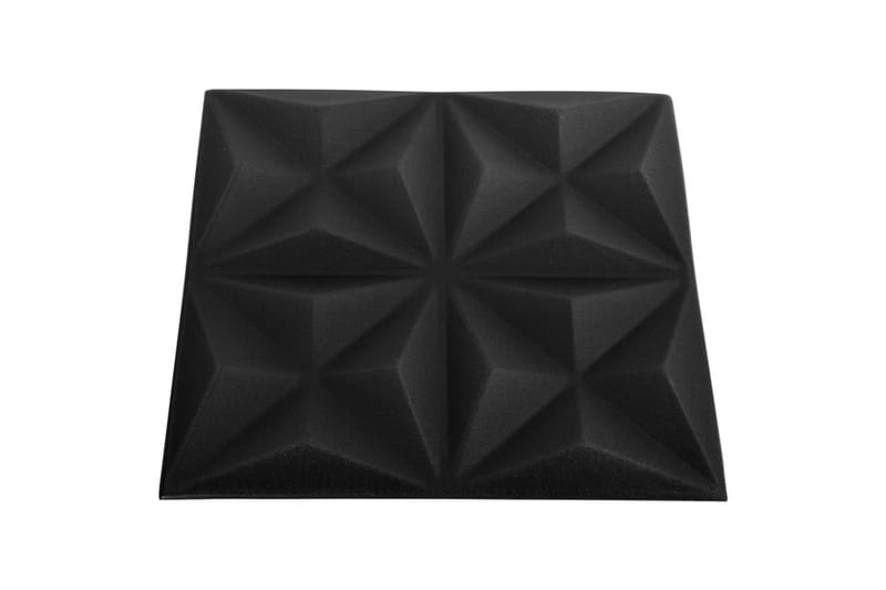 3D Väggpaneler 48 st 50x50 cm origami svart 12 m² - Svart - Väggpanel