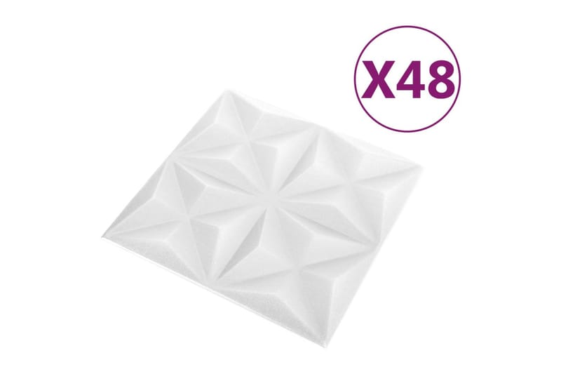 3D Väggpaneler 48 st 50x50 cm origami vit 12 m² - Vit - Väggpanel