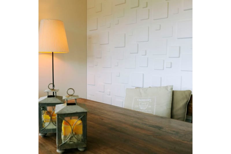 WallArt Väggpanel 3D Squares 12 st GA-WA09 - Vit - Inredning & dekor - Väggdekor - Väggpanel