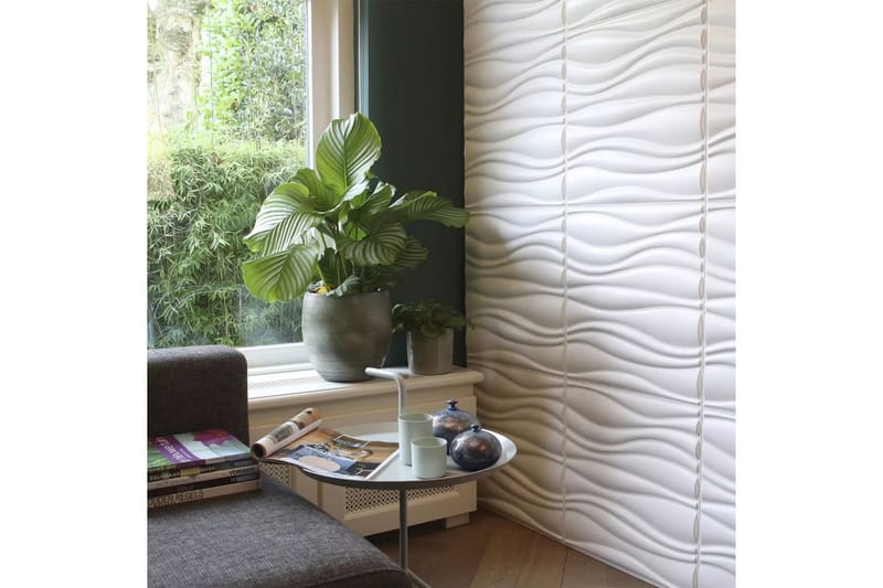 WallArt Väggpanel 3D Waves 12 st GA-WA04 - Vit - Inredning & dekor - Väggdekor - Väggpanel