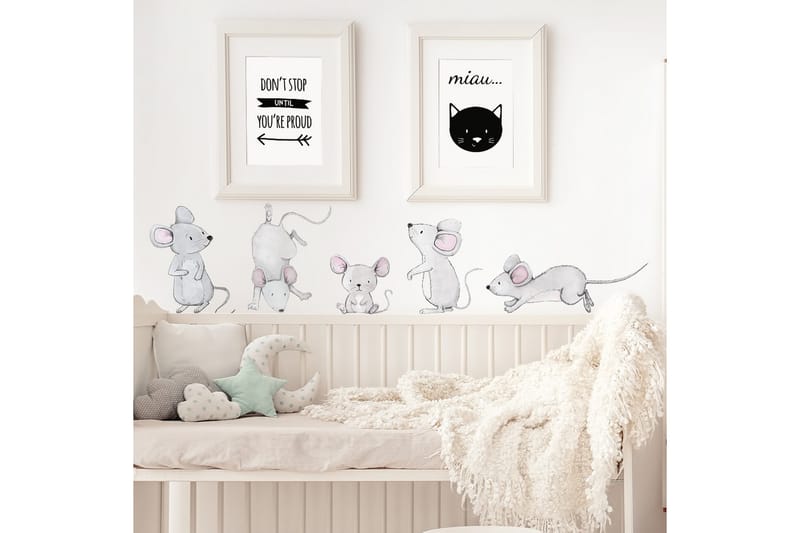 MUSFAMILJ Väggklistermärke 5st Grå - Inredning & dekor - Väggdekor - Wallstickers
