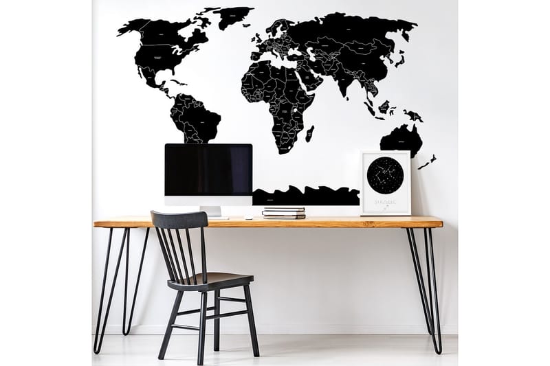 VÄRLDSKARTASTATER Väggklistermärke M  Svart - Inredning & dekor - Väggdekor - Wallstickers