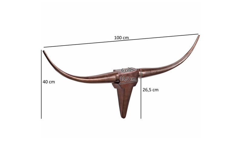 Väggdekoration Wohnling Tjur Handpolerad Aluminium Industriell Brons, 100 cm - Brons, 100 cm - Inredning & dekor - Tavlor & konst