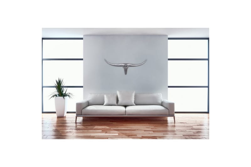 Väggdekoration Wohnling Tjur Handpolerad Aluminium Industriell Silver, 75 cm - Silver, 75 cm - Inredning & dekor - Tavlor & konst