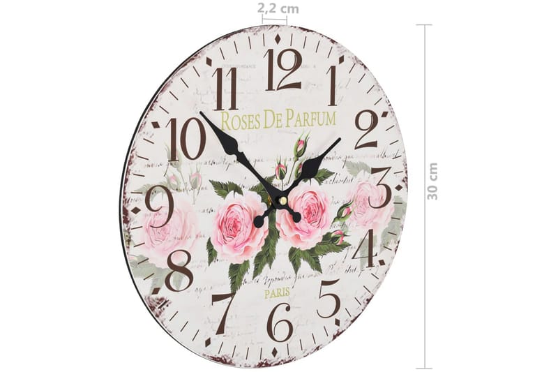 Väggklocka vintage blomma 30 cm - Flerfärgad - Inredning & dekor - Dekor & inredningsdetaljer