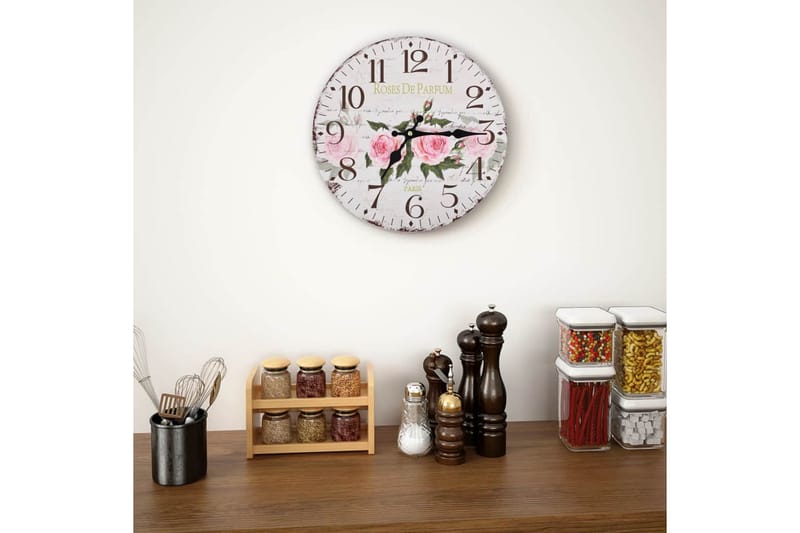 Väggklocka vintage blomma 30 cm - Flerfärgad - Inredning & dekor - Dekor & inredningsdetaljer