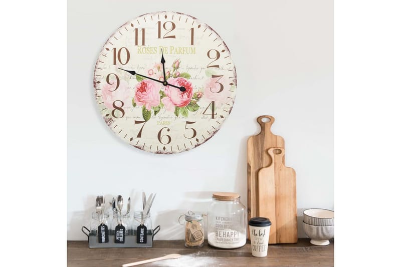 Väggklocka vintage blomma 60 cm - Flerfärgad - Inredning & dekor - Dekor & inredningsdetaljer