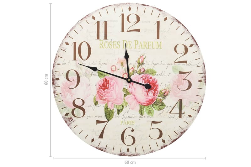 Väggklocka vintage blomma 60 cm - Flerfärgad - Inredning & dekor - Dekor & inredningsdetaljer
