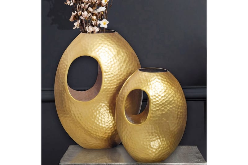 Vas Wohnling Set om 2 Aluminium Hamrad look, modern loftstil Guld - Guld - Inredning & dekor - Dekor & inredningsdetaljer