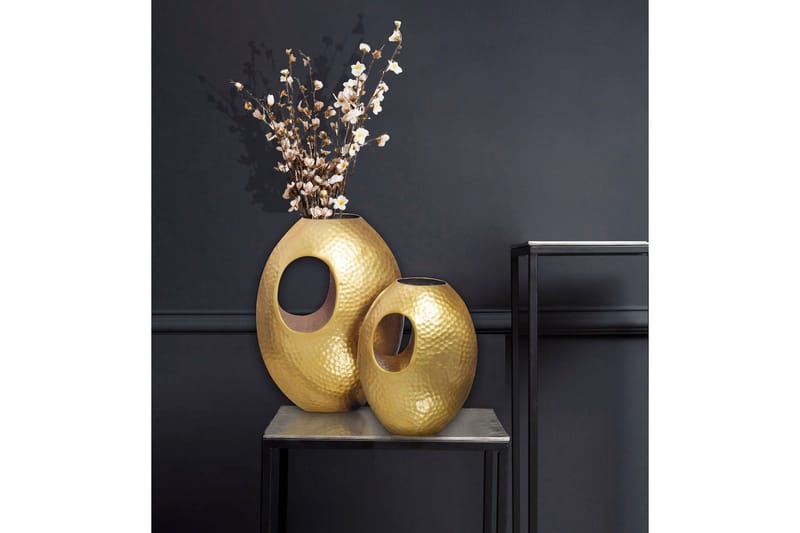 Vas Wohnling Set om 2 Aluminium Hamrad look, modern loftstil Guld - Guld - Inredning & dekor - Dekor & inredningsdetaljer
