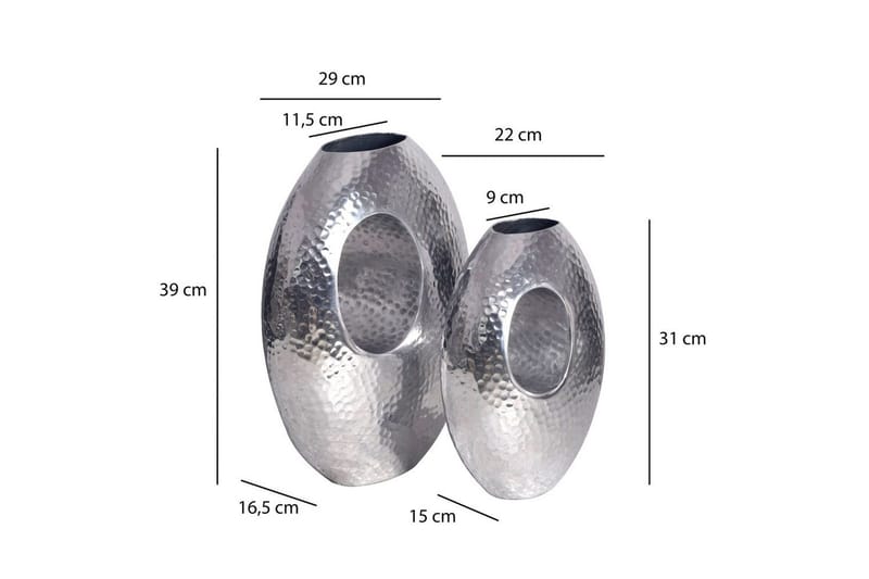 Vas Wohnling Set om 2 Aluminium Hamrad look, modern loftstil Silver - Silver - Inredning & dekor - Dekor & inredningsdetaljer
