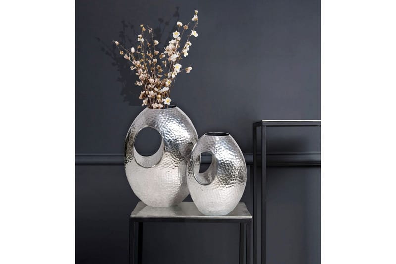 Vas Wohnling Set om 2 Aluminium Hamrad look, modern loftstil Silver - Silver - Inredning & dekor - Dekor & inredningsdetaljer