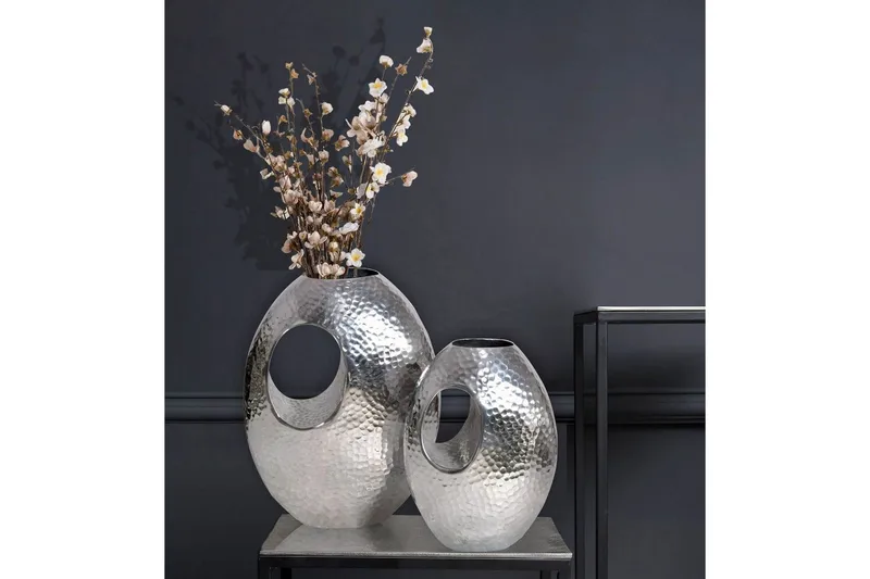 Vas Wohnling Set om 2 Aluminium Hamrad look, modern loftstil Silver - Silver - Inredning & dekor - Dekor & inredningsdetaljer