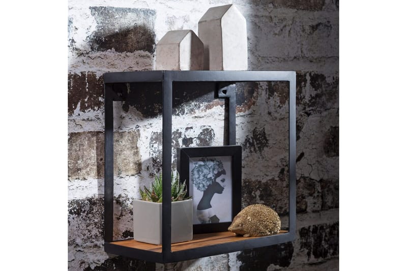 Vägghylla Wohnling Puri Massivt Trä Metallram Väggmonterad Industriell - Förvaring - Köksförvaring - Kökshylla