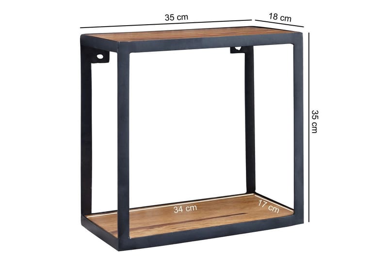 Vägghylla Wohnling Puri Massivt Trä Metallram Väggmonterad Industriell - Kök & hushåll - Bar & vin - Vintillbehör - Glashängare