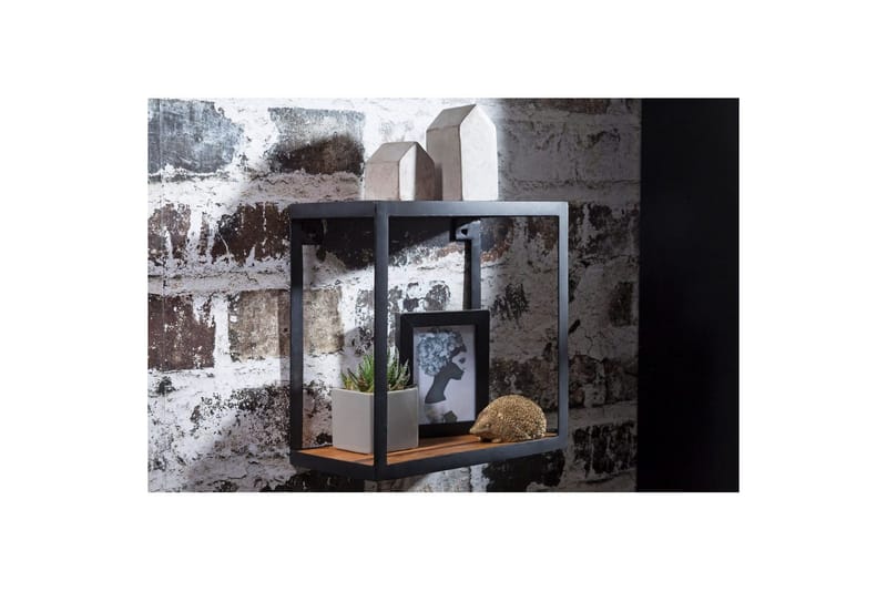 Vägghylla Wohnling Puri Massivt Trä Metallram Väggmonterad Industriell - Förvaring - Köksförvaring - Kökshylla