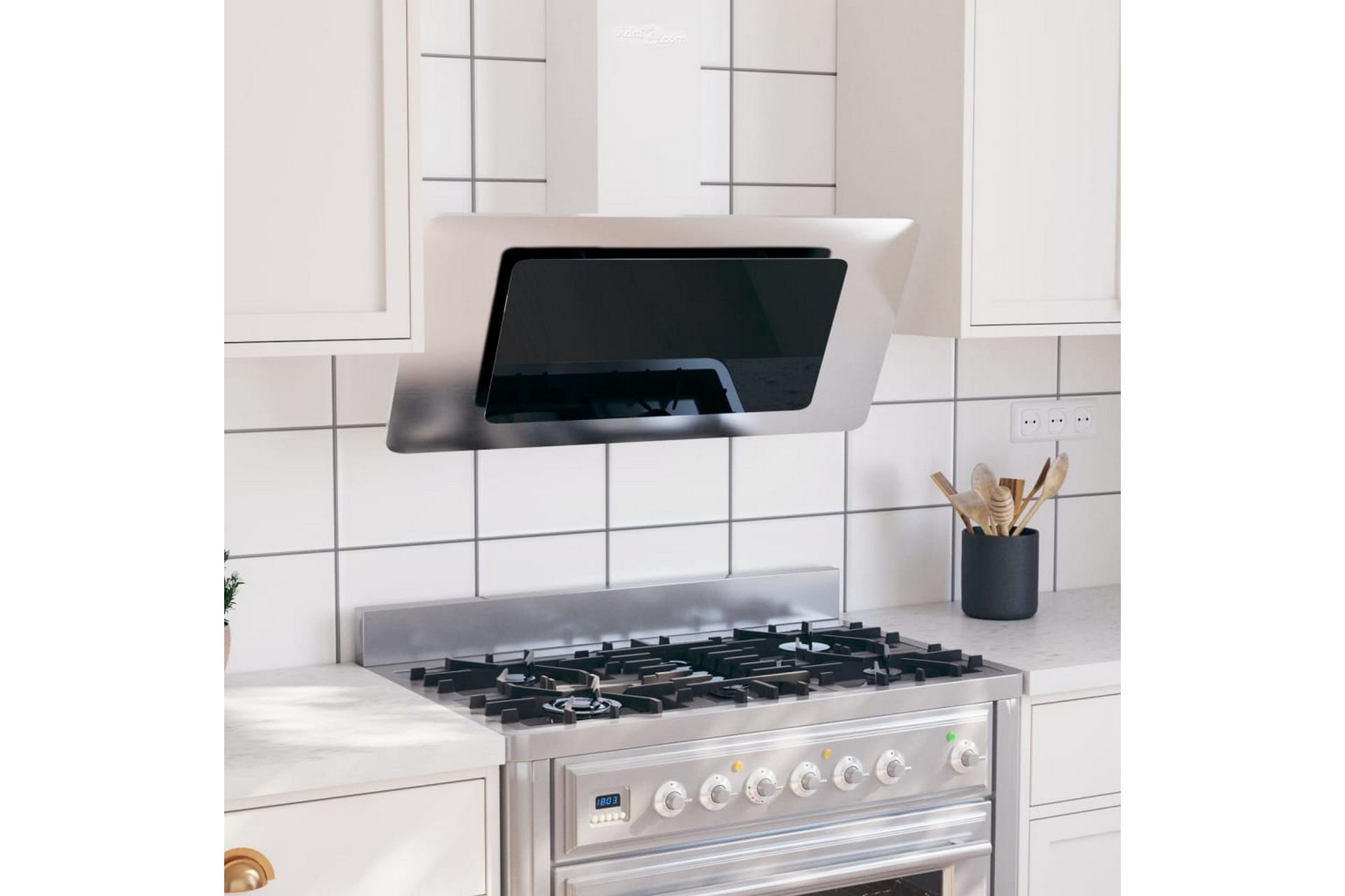 Köksfläkt 90 cm rostfritt stål och härdat glas silver - Silver
