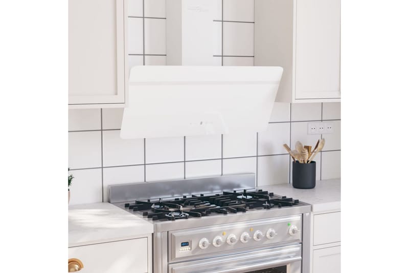 Köksfläkt 90 cm stål och härdat glas vit - Vit - Kök & hushåll - Hushållsmaskiner & vitvaror - Köksfläkt & spisfläkt - Vägghängd köksfläkt