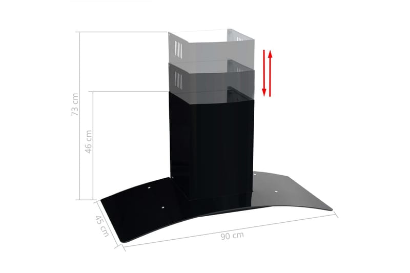 Väggmonterad köksfläkt rostfritt stål 756 m³/h 90 cm svart - Svart - Kök & hushåll - Hushållsmaskiner & vitvaror - Köksfläkt & spisfläkt - Vägghängd köksfläkt