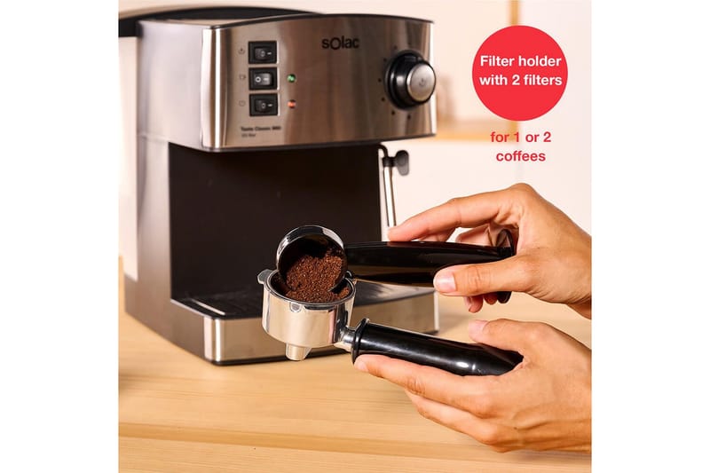 Espressomaskin Solac Taste Classic M80 Inox Matt Silver - Matt Silver - Kök & hushåll - Hushållsmaskiner & vitvaror - Köksmaskiner - Kaffemaskiner & kaffetillbehör - Espressomaskiner