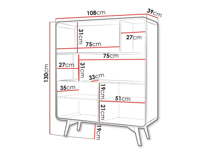 Corvan Bokhylla 108 cm i Valnöt - Brun - Förvaring - Hyllor - Bokhylla