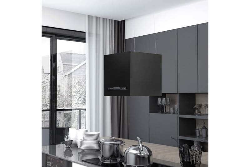 Hängande köksfläkt touchsensor LCD 37 cm pulverlackerat stål - Svart - Kök & hushåll - Hushållsmaskiner & vitvaror - Köksfläkt & spisfläkt - Frihängande köksfläkt