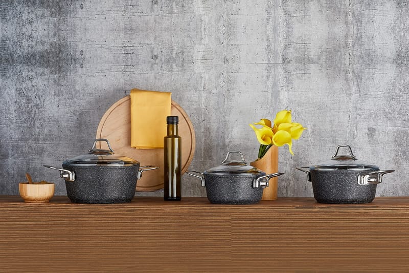 GRYTSET 6-pack Svart/Silver