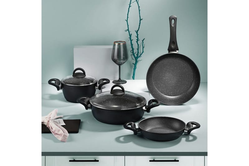 Grytset (6 delar) Fenwick Svart - Svart - Kök & hushåll - Matlagning & bakning - Grytor, kastruller & stekkärl - Grytor