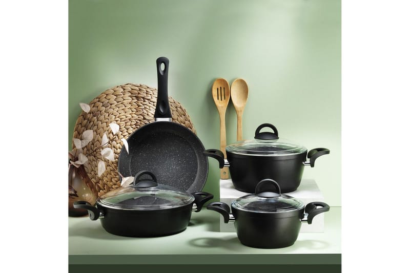 Grytset (7 delar) Ashmoor Svart - Svart - Kök & hushåll - Matlagning & bakning - Grytor, kastruller & stekkärl - Kastruller