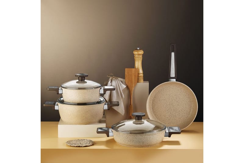 Grytset (7 delar) Lenor 10 Svart - Svart - Kök & hushåll - Matlagning & bakning - Grytor, kastruller & stekkärl - Stekpannor