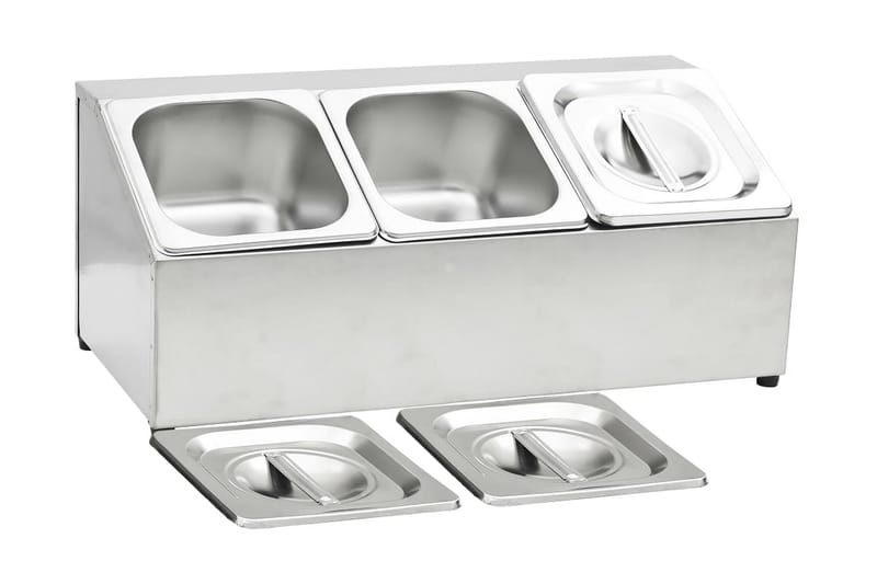 Gastronormbehållare med 3 GN 1/6 kastrull rostfritt stål - Silver - Kök & hushåll - Matlagning & bakning - Grytor, kastruller & stekkärl - Kastruller
