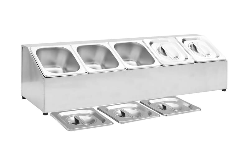 Gastronormbehållare med 5 GN 1/6 kastrull rostfritt stål - Silver - Kök & hushåll - Matlagning & bakning - Grytor, kastruller & stekkärl - Kastruller