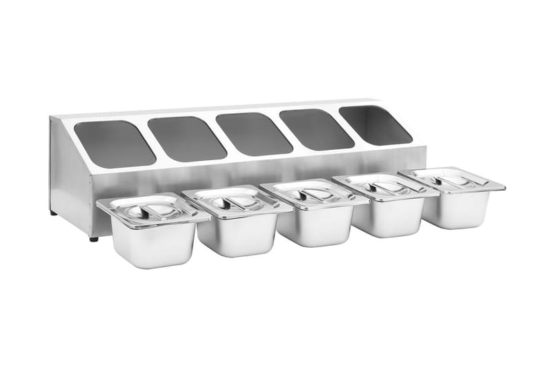 Gastronormbehållare med 5 GN 1/6 kastrull rostfritt stål - Silver - Kastruller