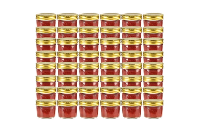 Syltburkar i glas med guldfärgade lock 48 st 110 ml - Guld - Kök & hushåll - Matlagning & bakning - Köksredskap & kökstillbehör - Flaskor & burkar