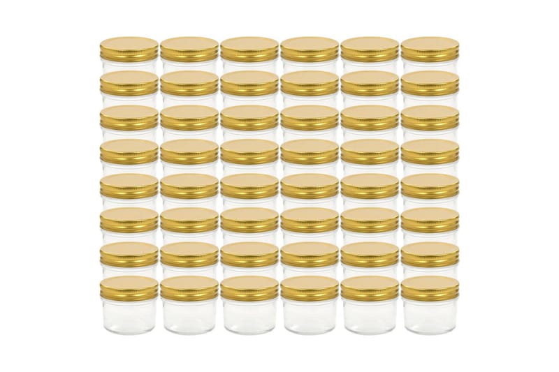 Syltburkar i glas med guldfärgade lock 48 st 110 ml - Guld - Kök & hushåll - Matlagning & bakning - Köksredskap & kökstillbehör - Flaskor & burkar