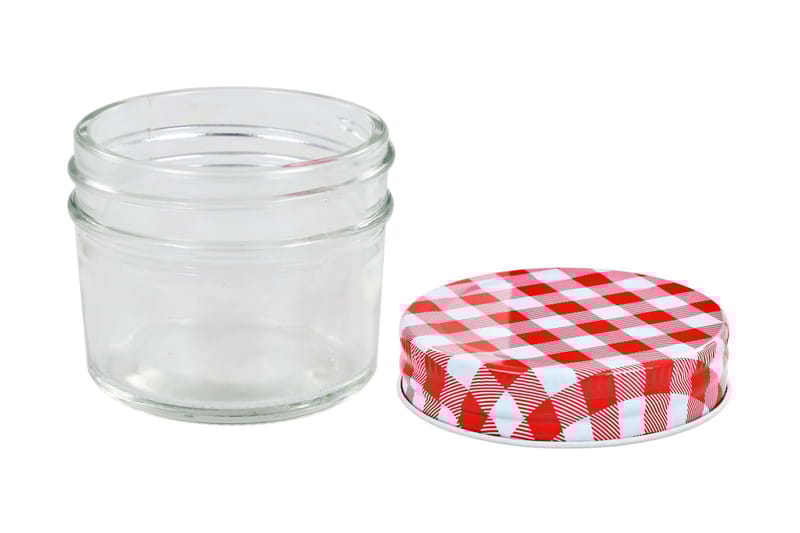 Syltburkar i glas med vita och röda lock 24 st 110 ml - Röd - Kök & hushåll - Matlagning & bakning - Köksredskap & kökstillbehör - Flaskor & burkar