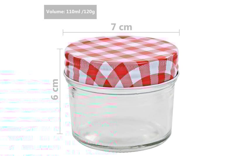 Syltburkar i glas med vita och röda lock 24 st 110 ml - Röd - Kök & hushåll - Matlagning & bakning - Köksredskap & kökstillbehör - Flaskor & burkar