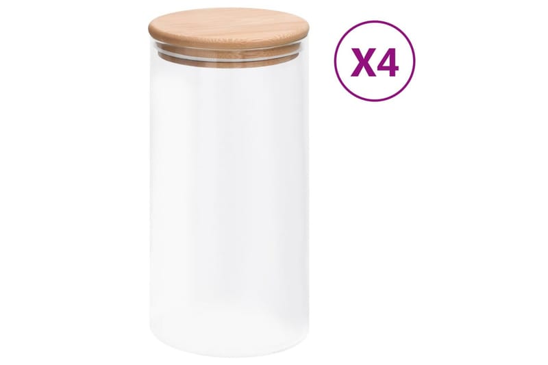 Förvaringsburkar i glas med bambulock 4 st 1200 ml - Transparent - Kök & hushåll - Matlagning & bakning - Köksredskap & kökstillbehör - Flaskor & burkar