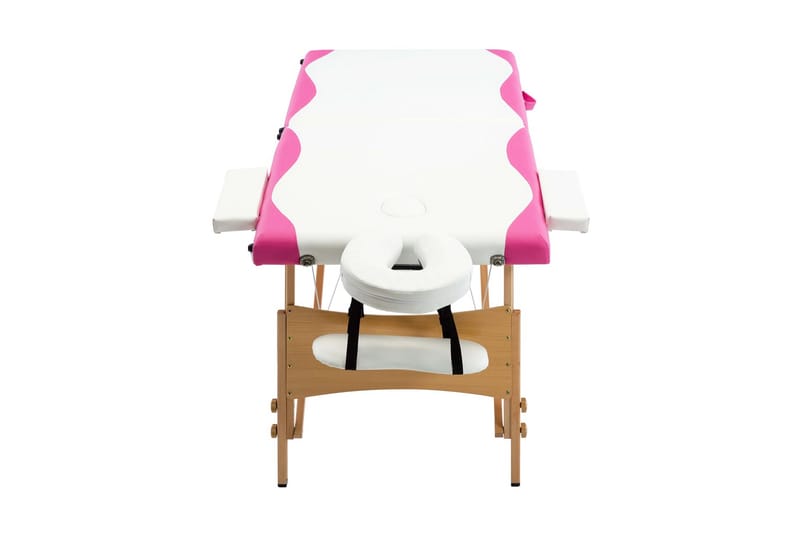 Hopfällbar massagebänk 2 sektioner trä vit och rosa - Vit - Massagebänk & massagebord