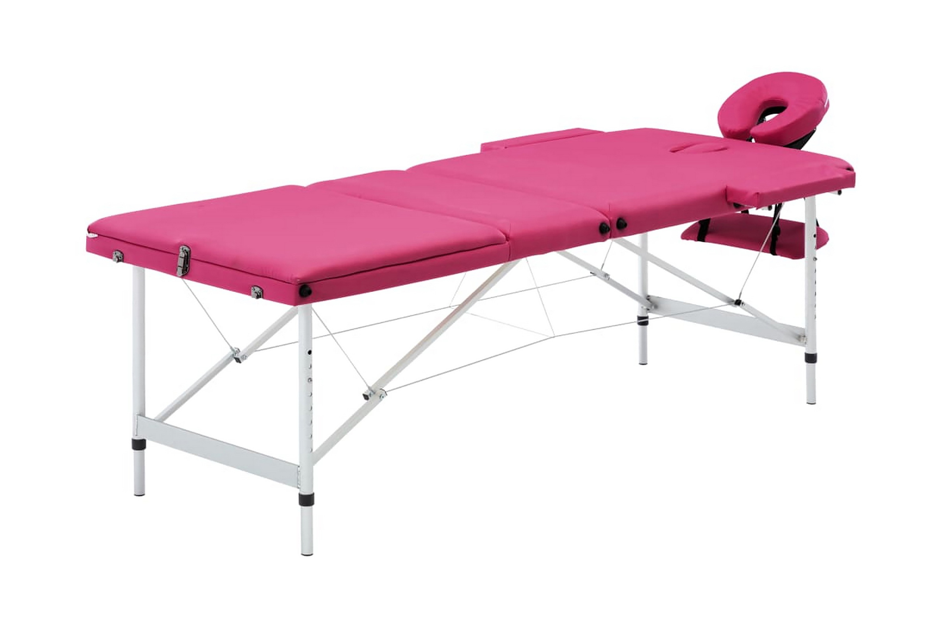 Hopfällbar massagebänk 3 sektioner aluminium rosa – Rosa