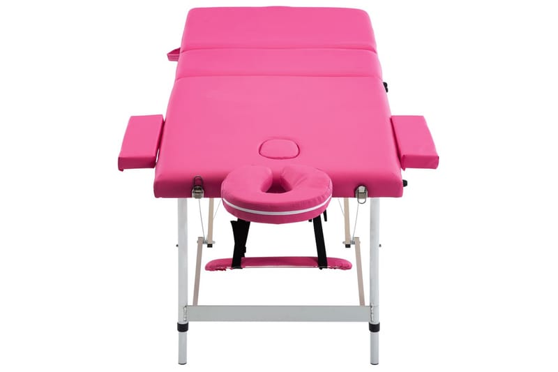 Hopfällbar massagebänk 3 sektioner aluminium rosa - Rosa - Massagebänk & massagebord