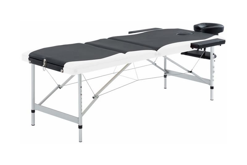 Hopfällbar massagebänk 3 sektioner aluminium svart och vit - Massagebänk & massagebord