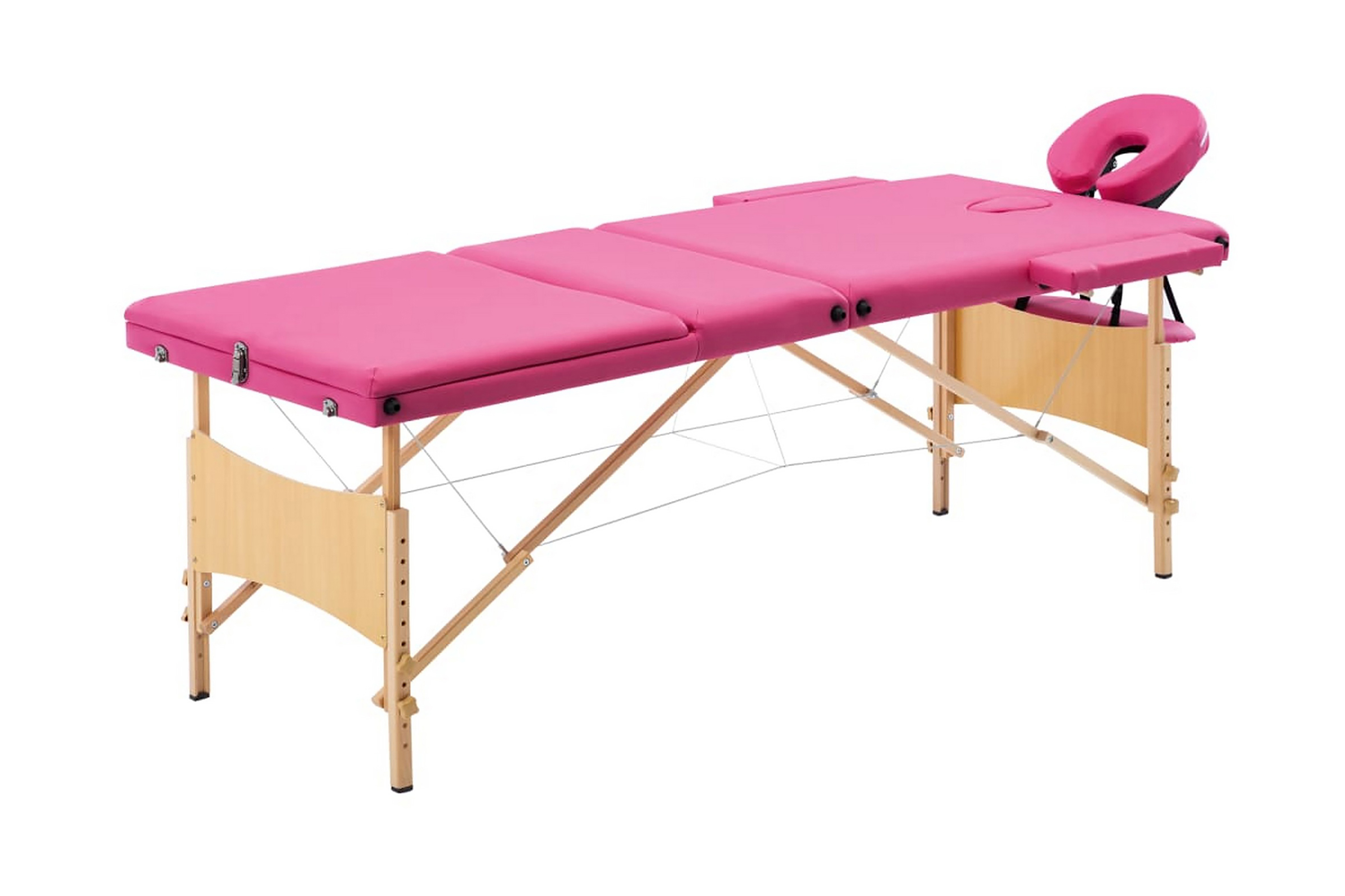 Hopfällbar massagebänk 3 sektioner trä rosa – Rosa